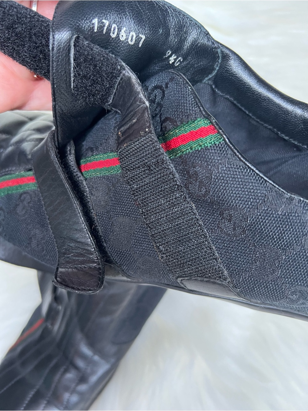 Vintage GUCCI Men's Shoes Sz 9.5 G Black GG Monogram Designer Sneakers Italy - Picture 8 of 17